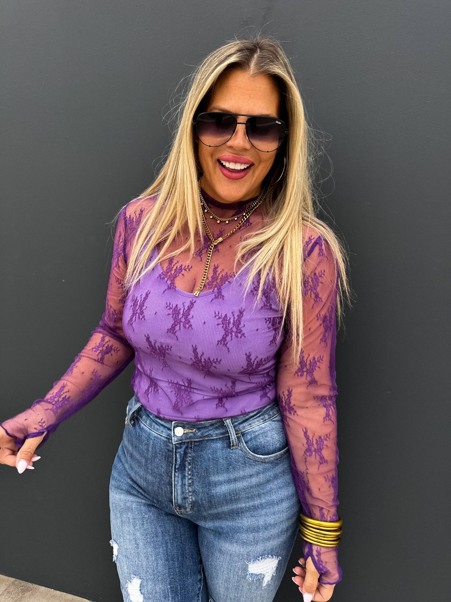 Lace Mesh Top Purple