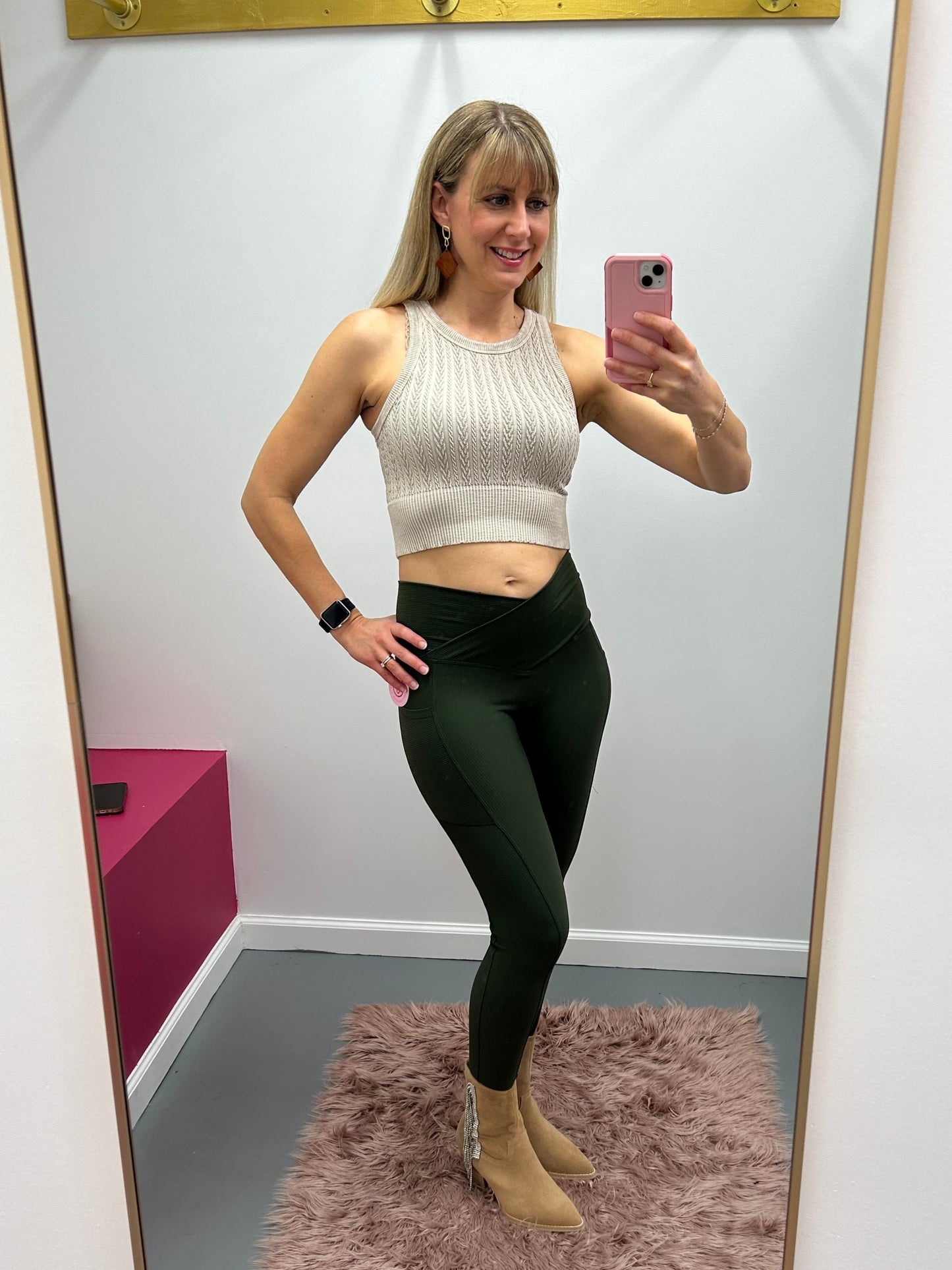 Max Sculpt Ribbed Leggings Olive