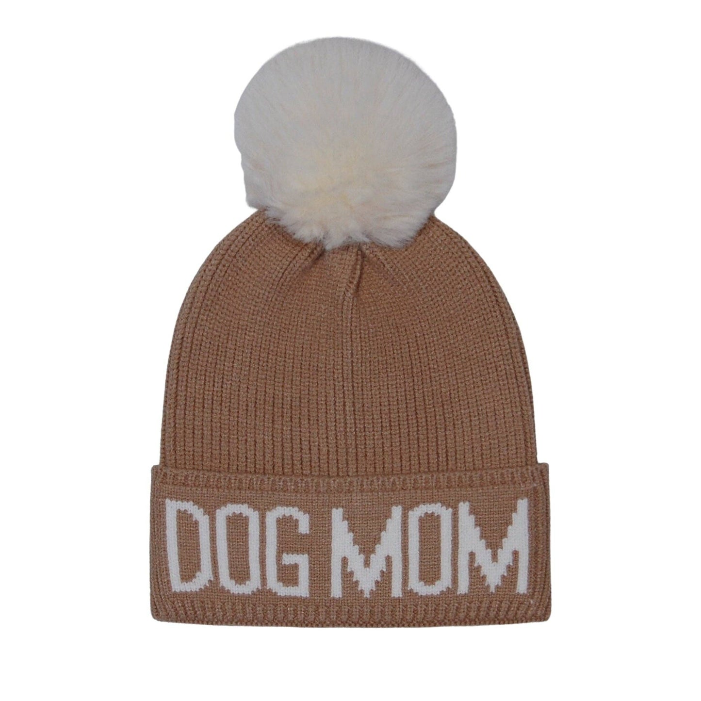 Dog Mom Pompom Knit Beanie