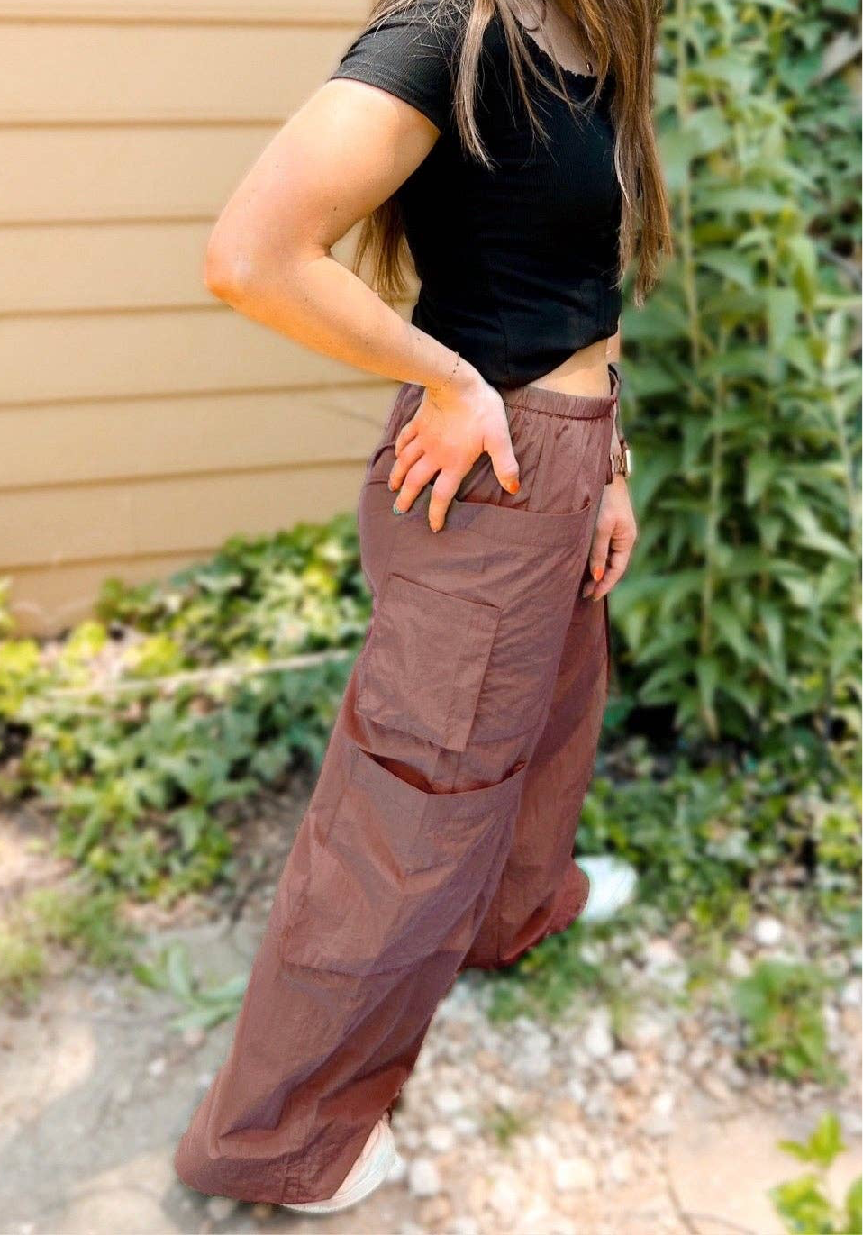 Wide Leg Cargo Pants Mauve