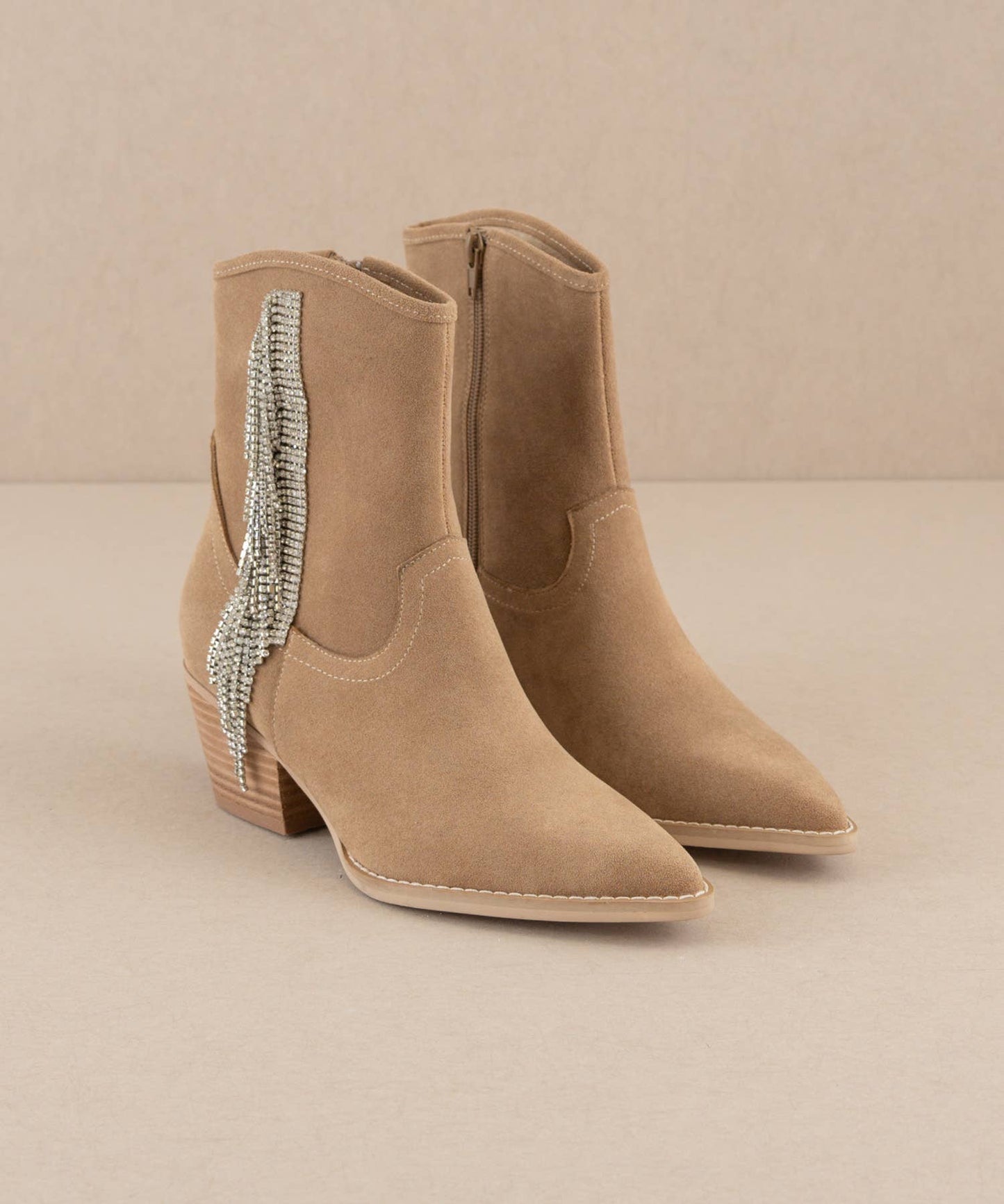 Sparkle Fringe Bootie Tan