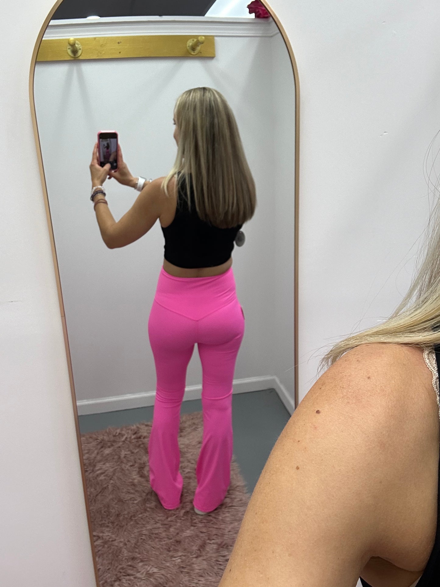 Flare Bottom Leggings Neon Pink