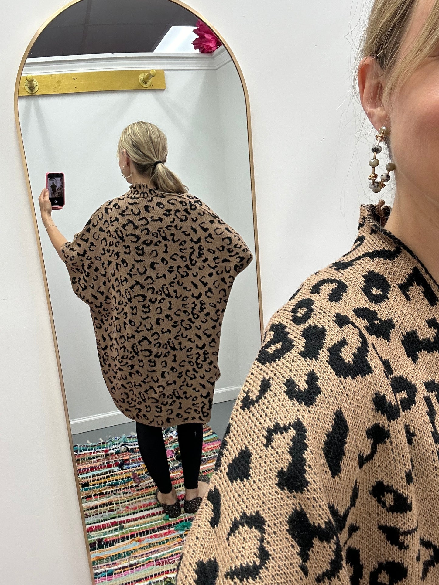 Leopard Knit Kimono O/S