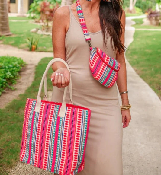 Coral Punch Tote & Bum Bag