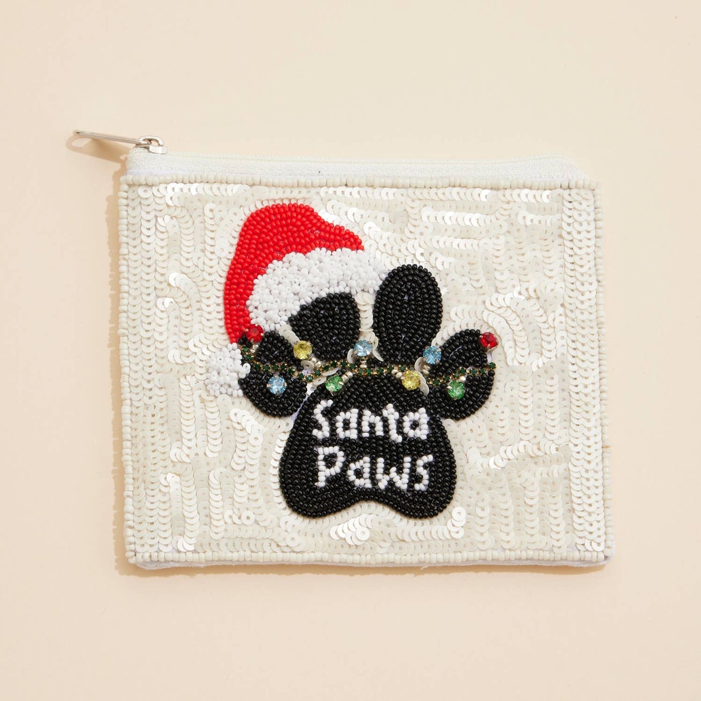 Santa Paws Beaded Coin Pouch