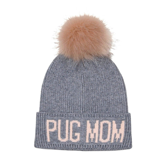 Pug Mom PomPom Knit Beanie