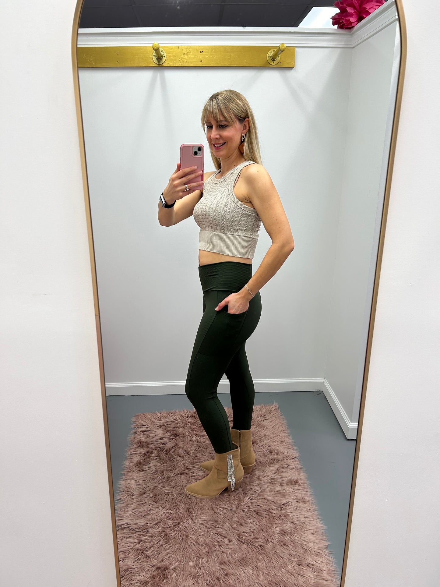 Max Sculpt Ribbed Leggings Olive