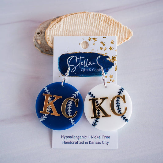 KC Baseball Dangle Earrings