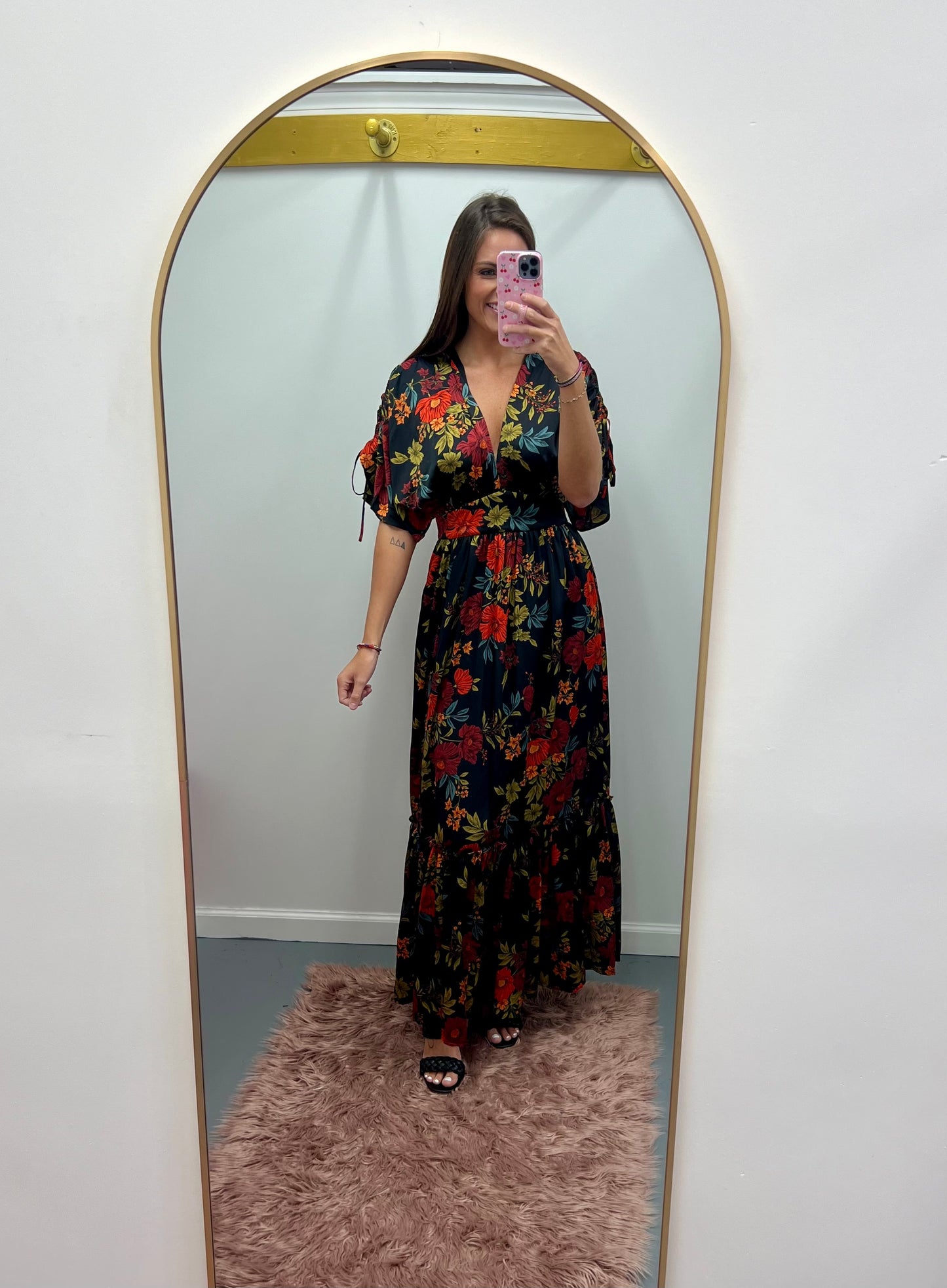 Black Floral Luxe Maxi Dress