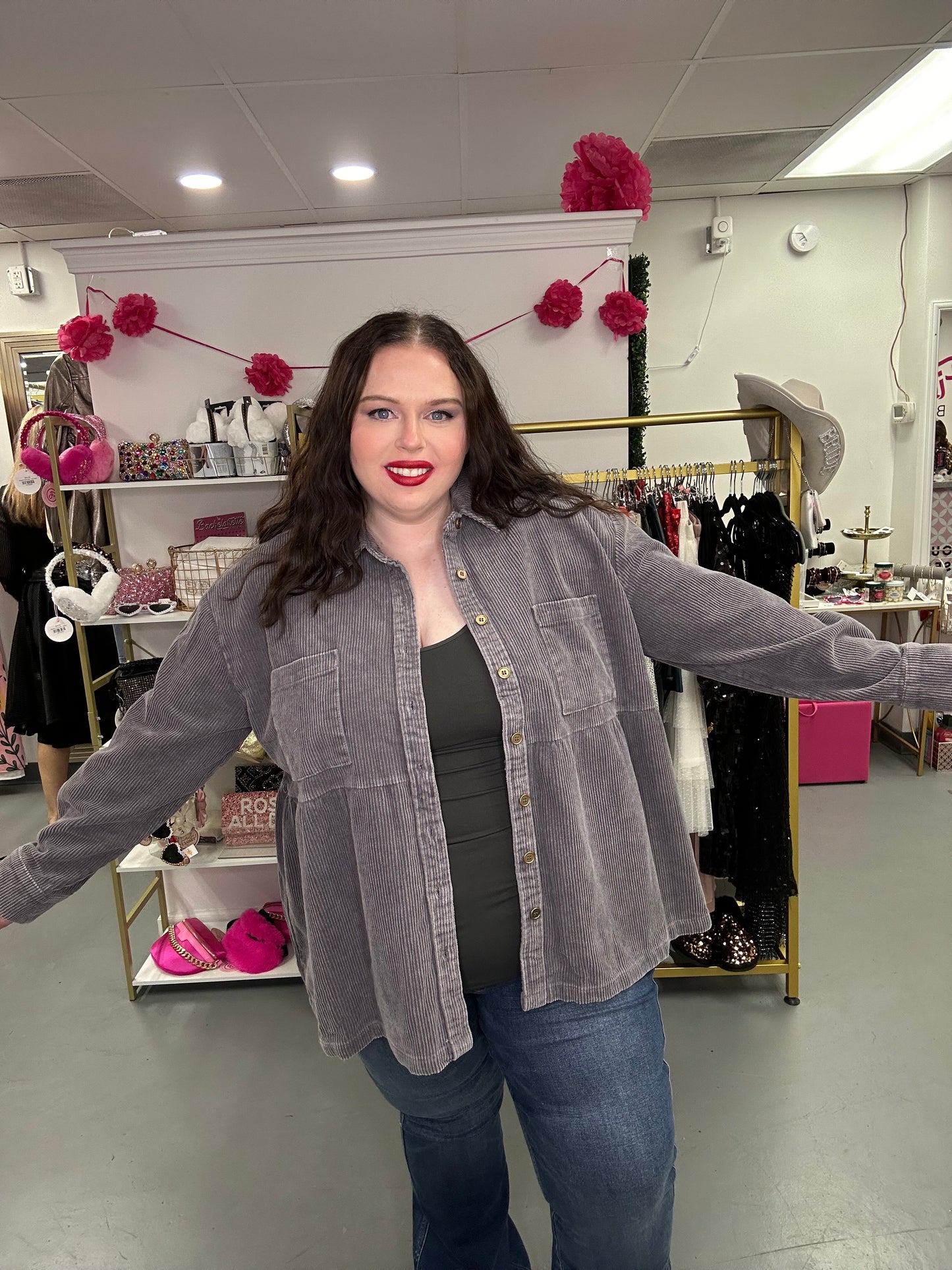 Curvy Corduroy Jacket Gray