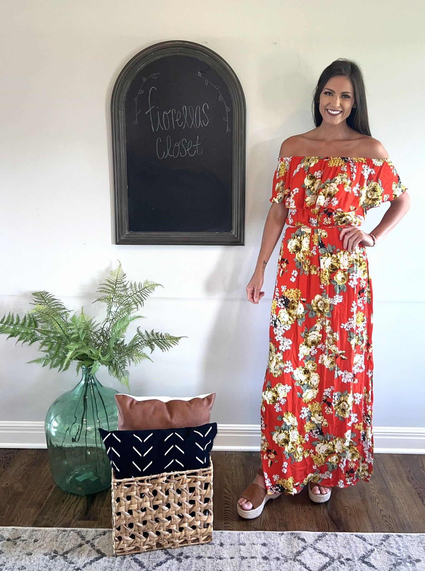 Floral Red Maxi Dress