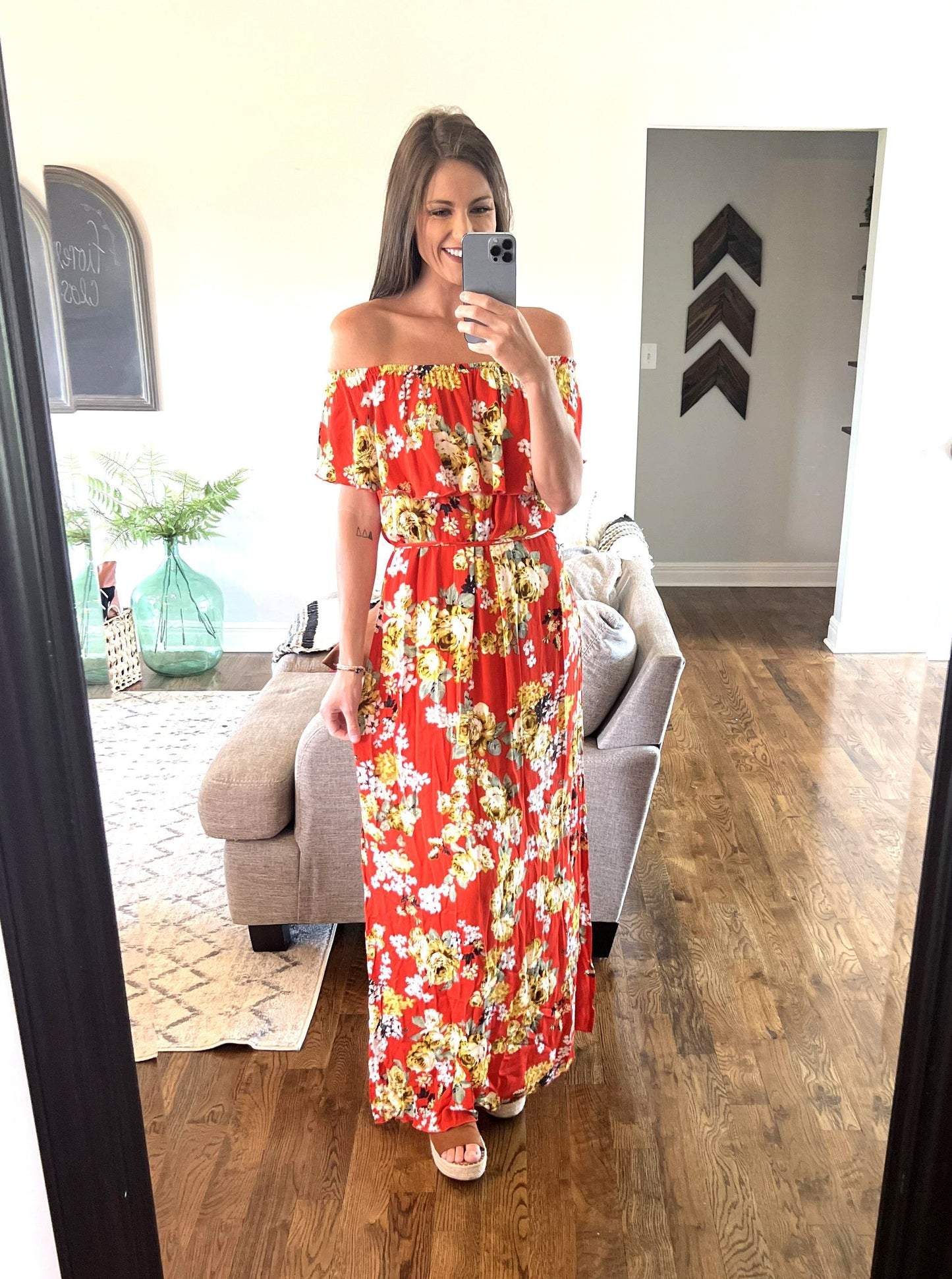 Floral Red Maxi Dress