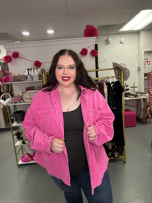 Curvy Corduroy Jacket Pink