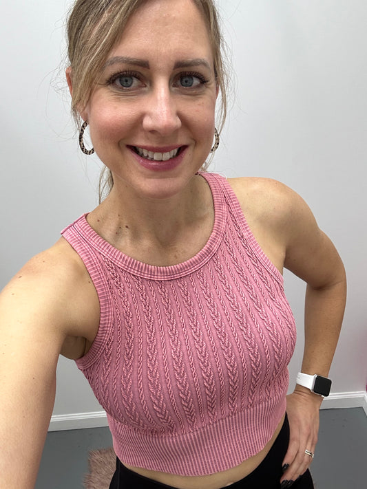 Cable Knit Cami Rose