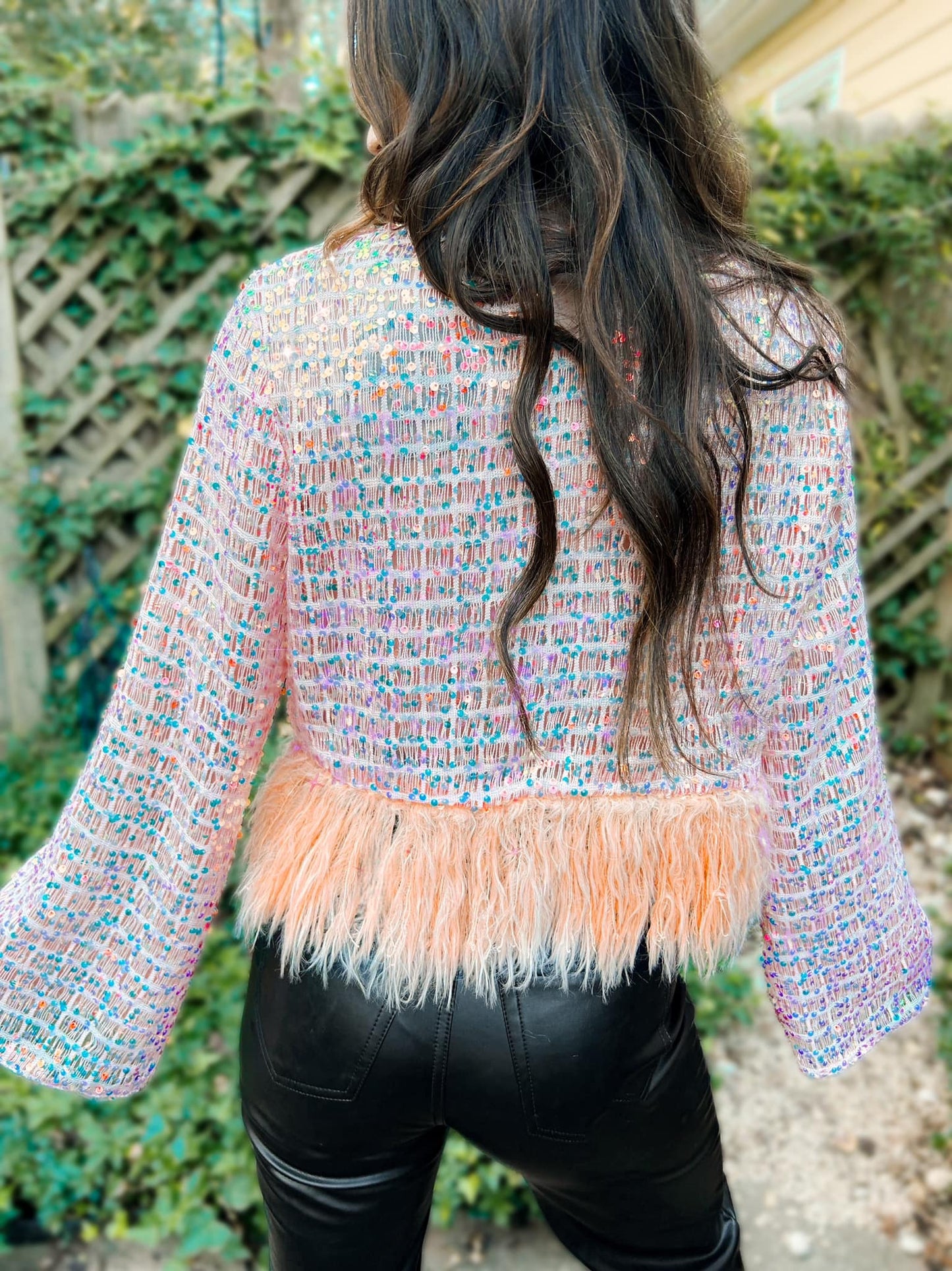 Sequin & Feather Top