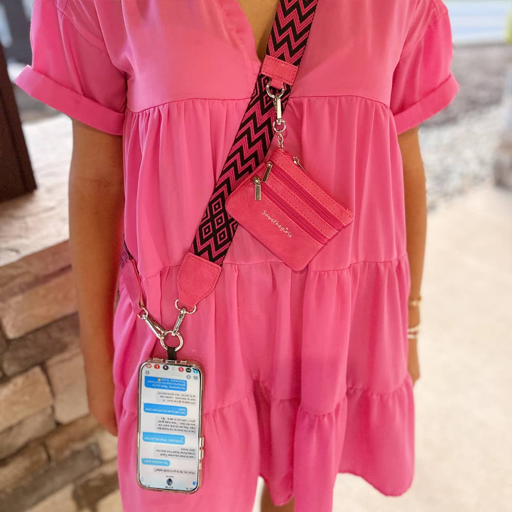 Clip & Go Strap w Pouch Pink Chevron