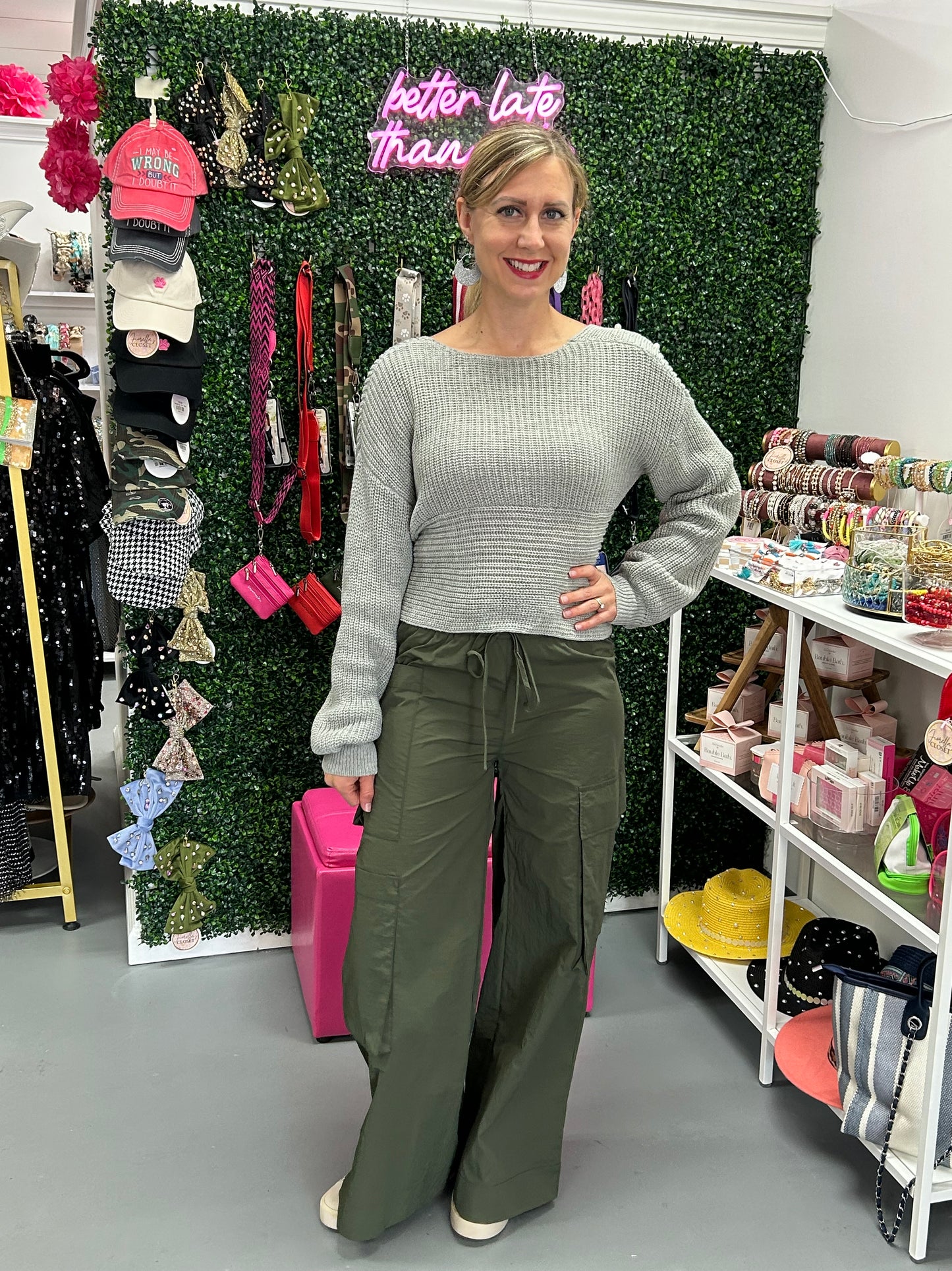 Wide Leg Cargo Pants Forest