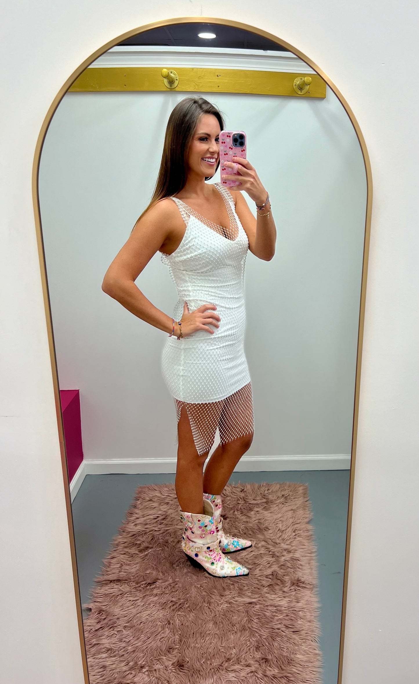 V Neck Bodycon Dress Ivory