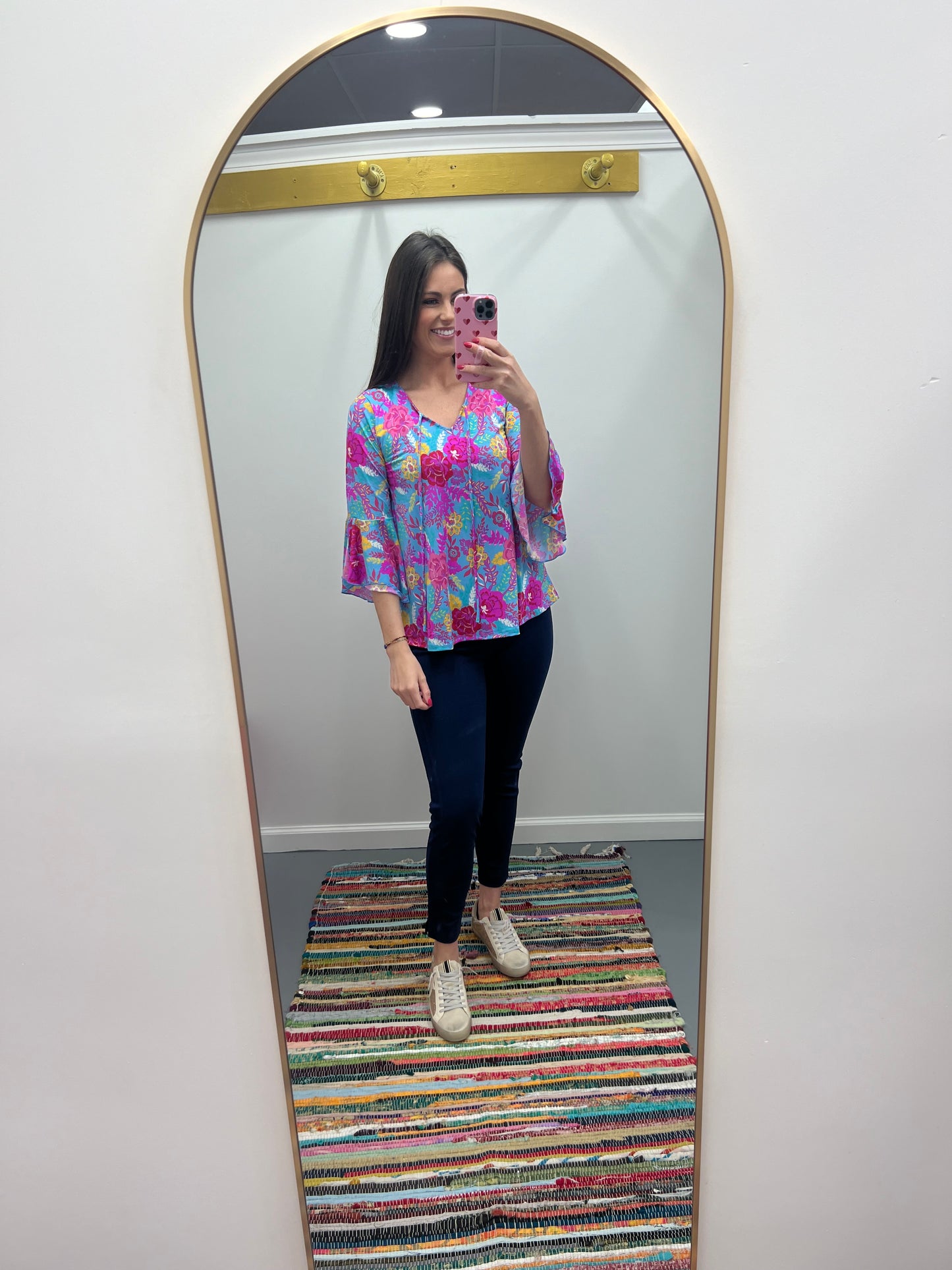 Bell Slv Top Ocean Floral (S-3X)