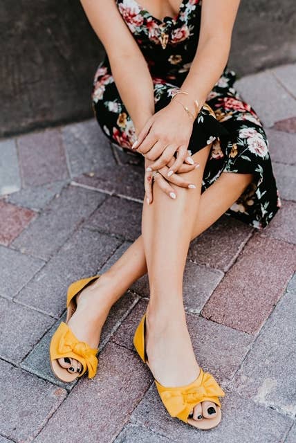 Yellow Peep Toe Flats