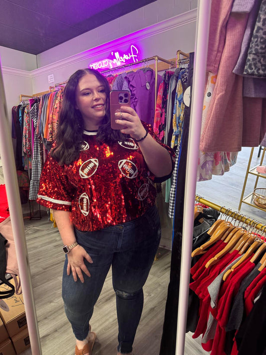 Curvy Sequin Football Top