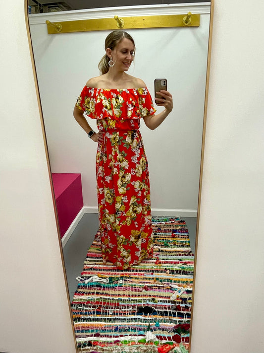 Floral Red Maxi Dress