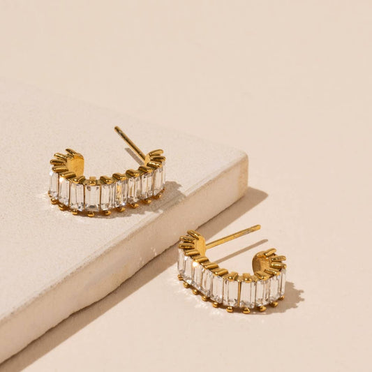 Sparkle Baguette Hoops