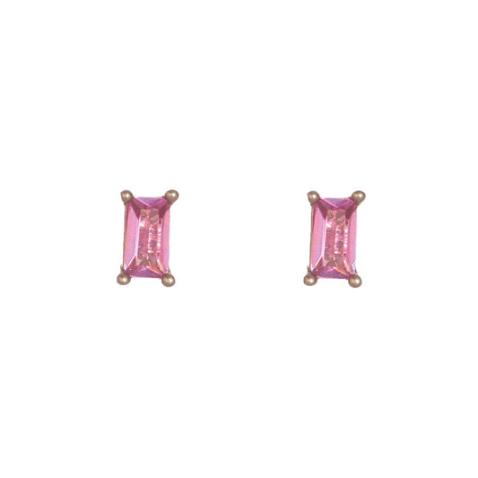 Fuchsia Crystal Baguette Studs