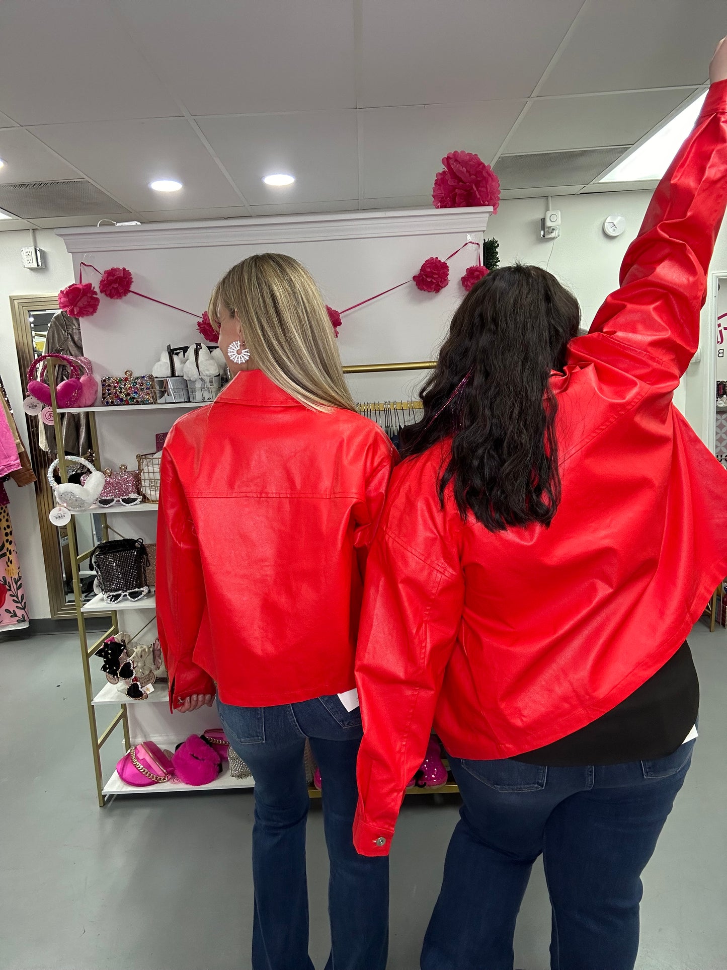 Curvy Red Glam Pocket Jacket