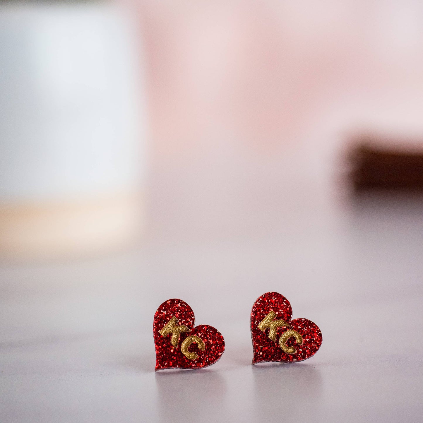 Red KC Heart Studs