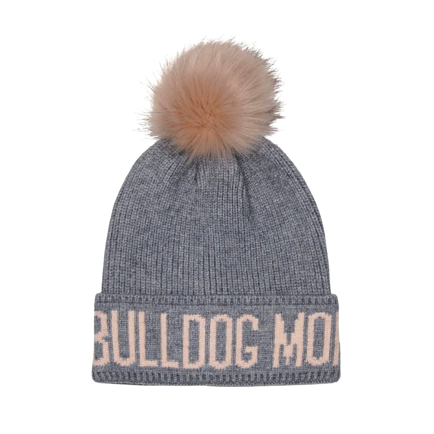 Bulldog Mom Pompom Knit Beanie