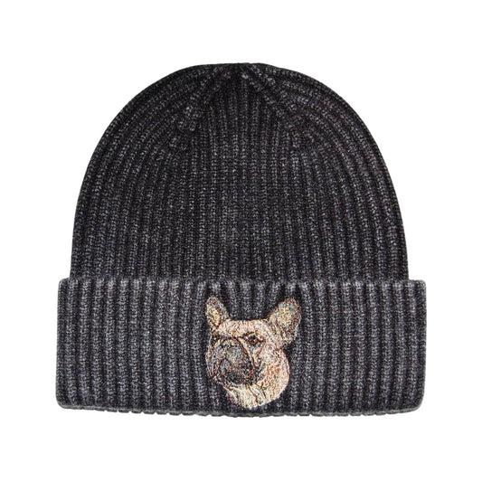 French Bulldog Embroidered Knit Beanie