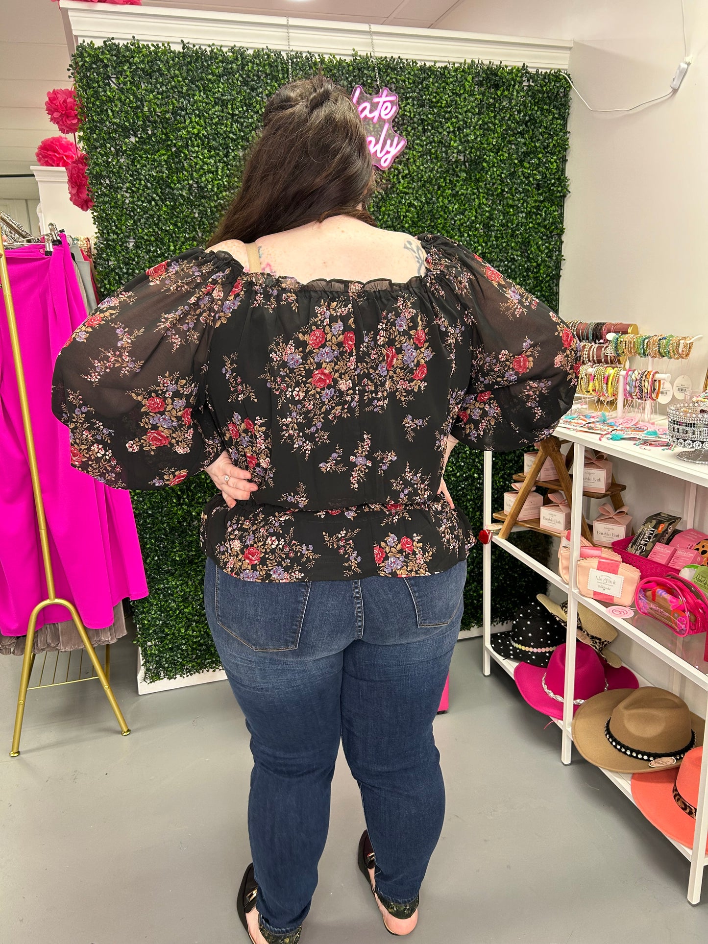 Curvy Floral Off Shoulder Top