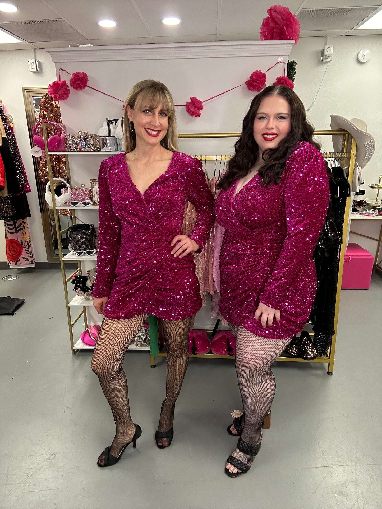 Curvy Sequin Fuchsia Dress