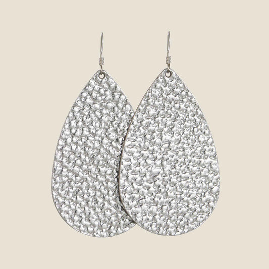 Hammered Silver Teardrops