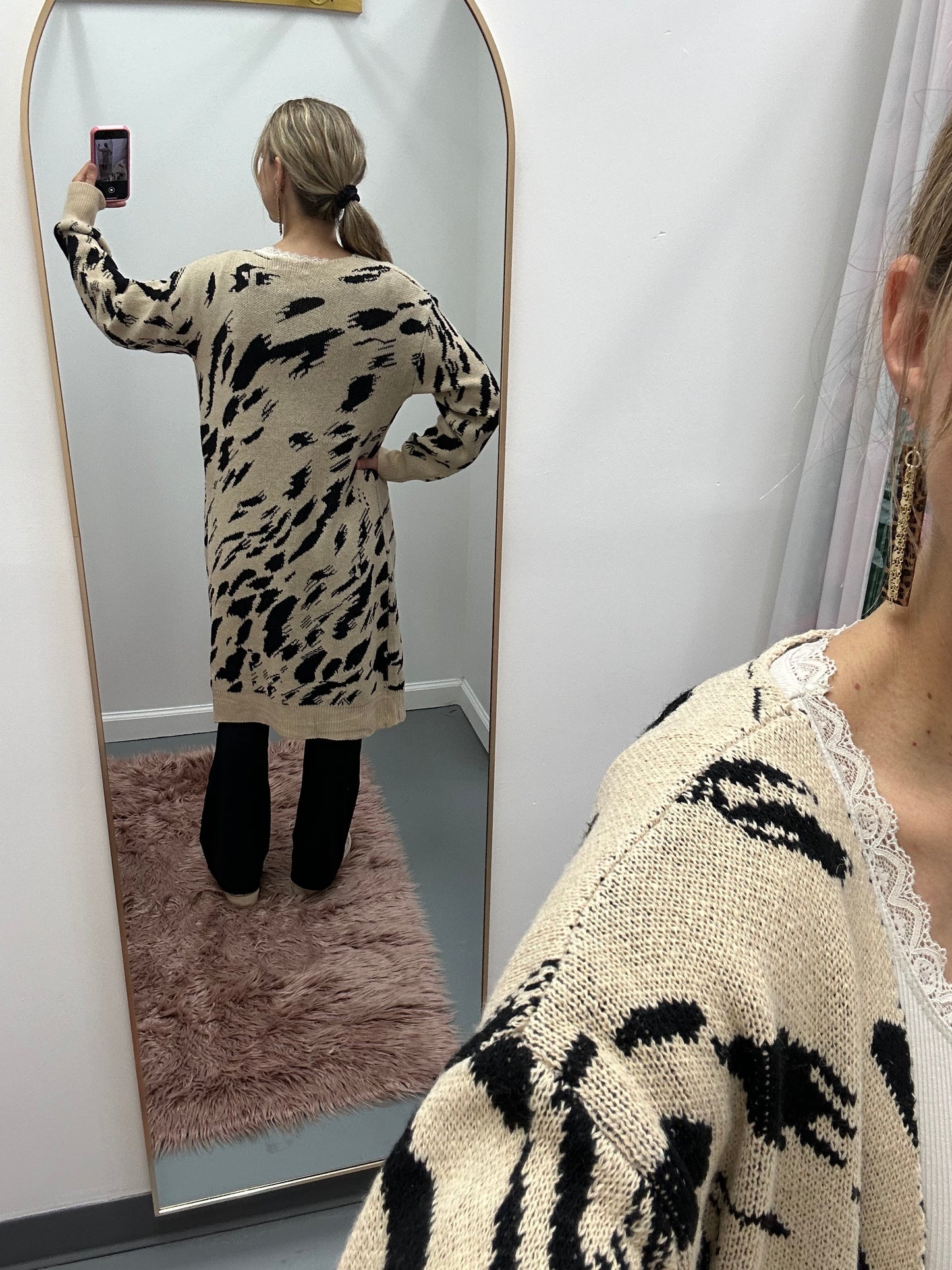 Abstract Animal Print Cardigan