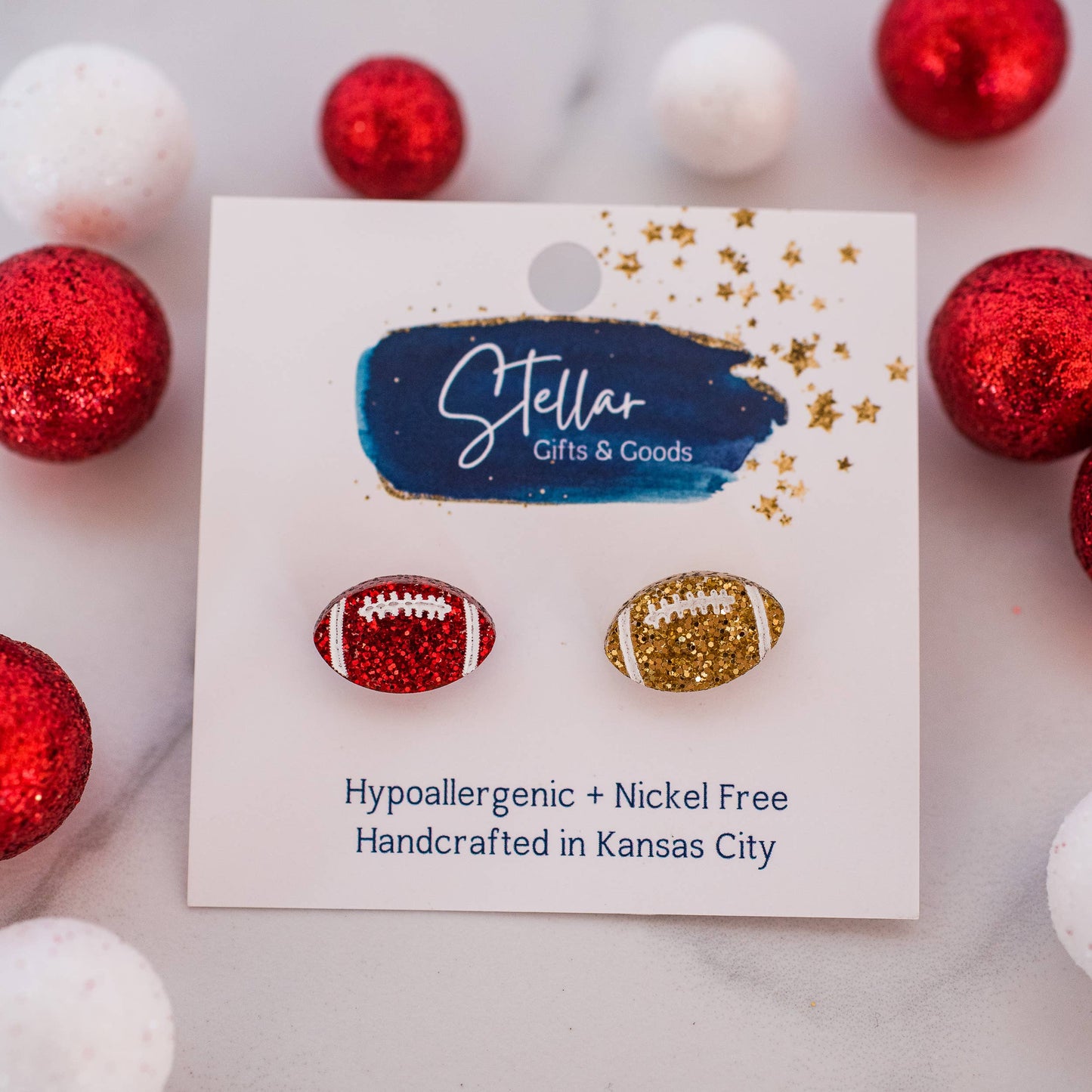 Football Glitter Studs