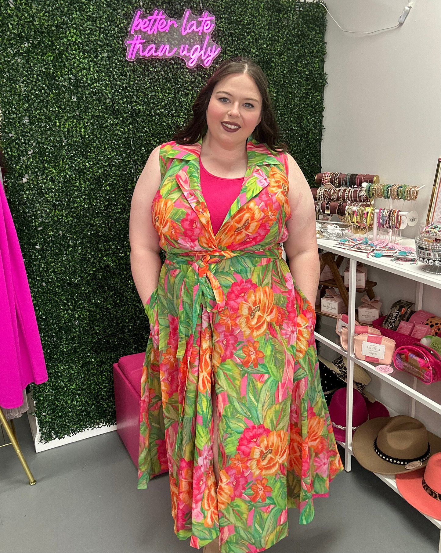 Curvy Tropical Midi Dress