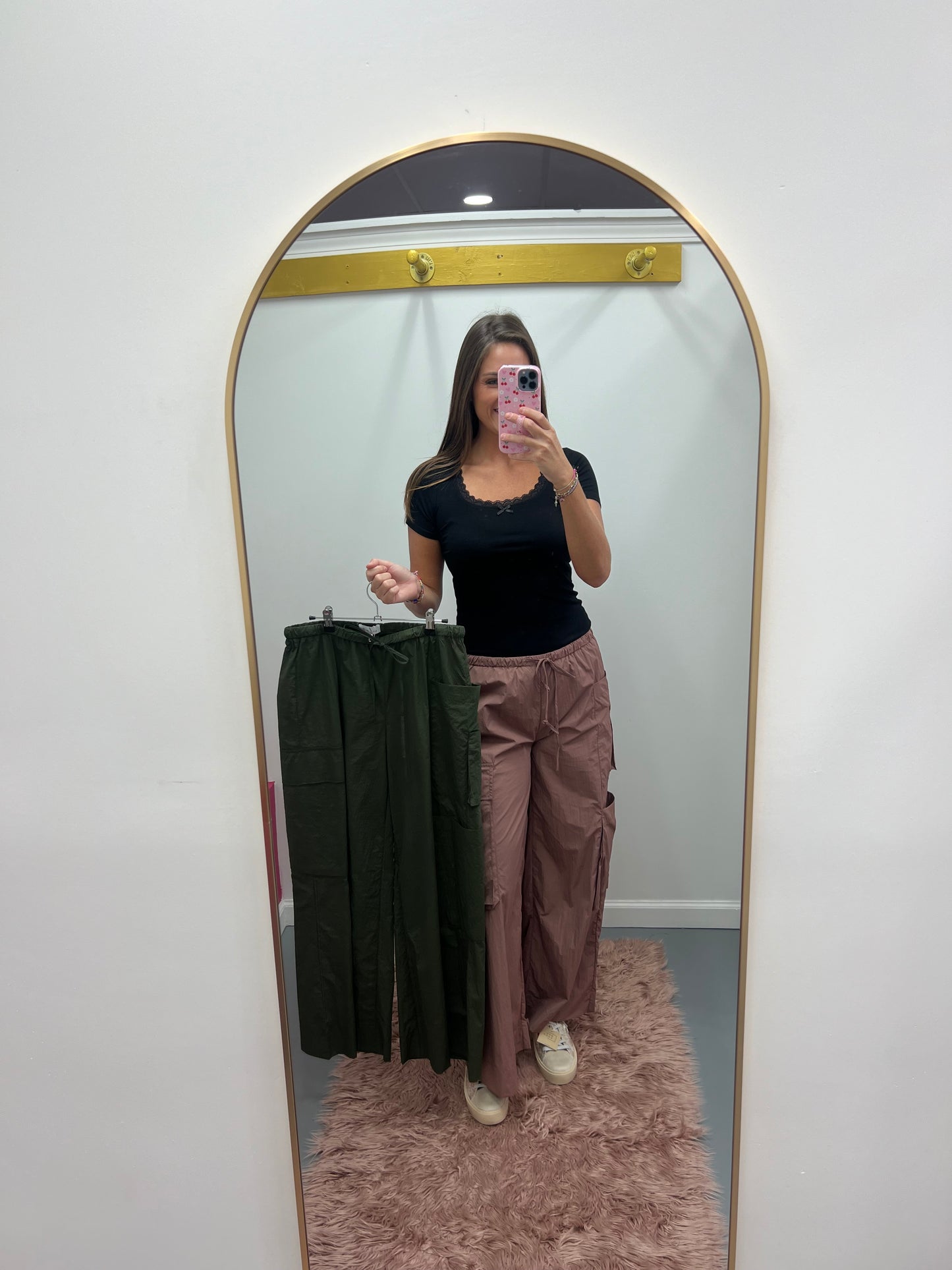 Wide Leg Cargo Pants Mauve