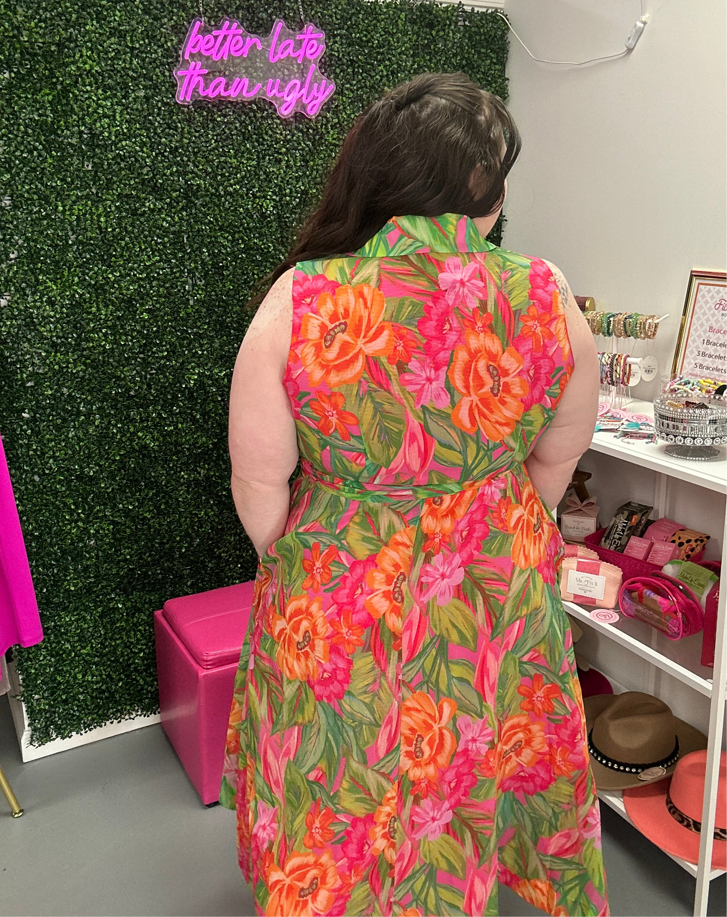 Curvy Tropical Midi Dress