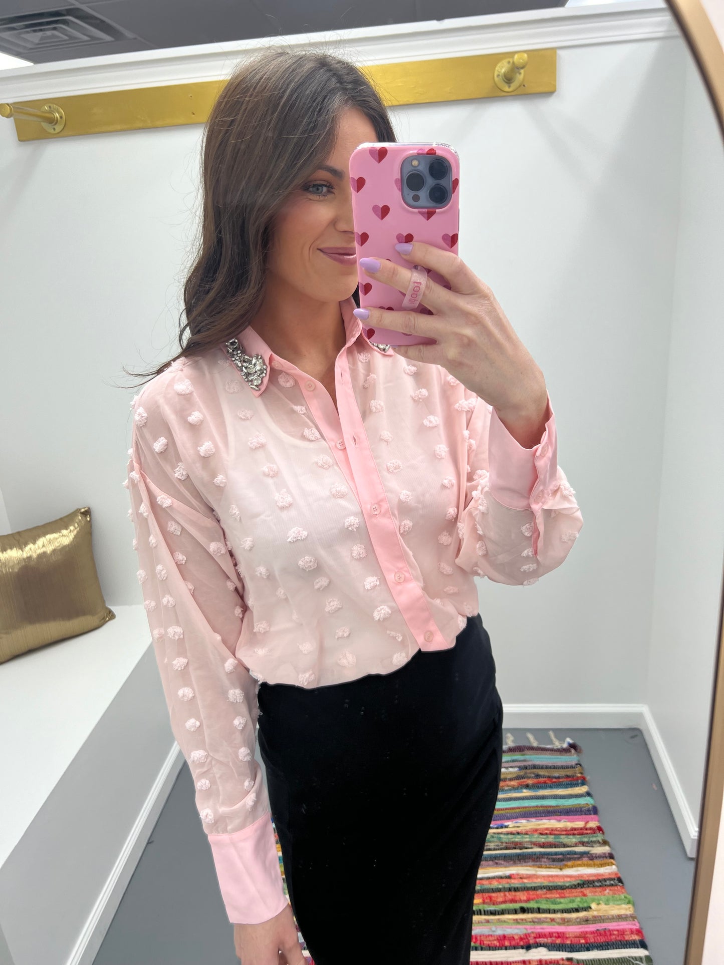 Bling Collar Blouse Blush