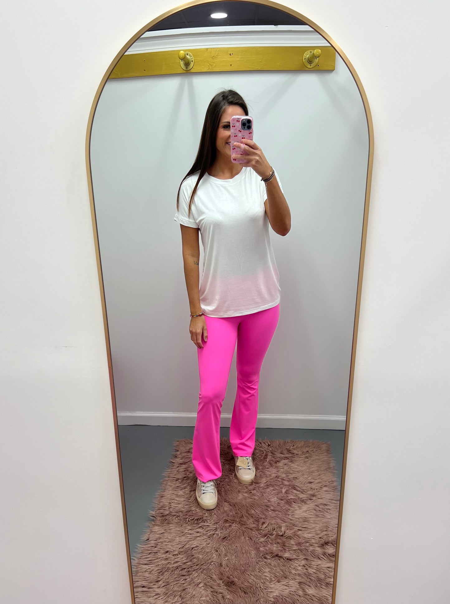 Flare Bottom Leggings Neon Pink