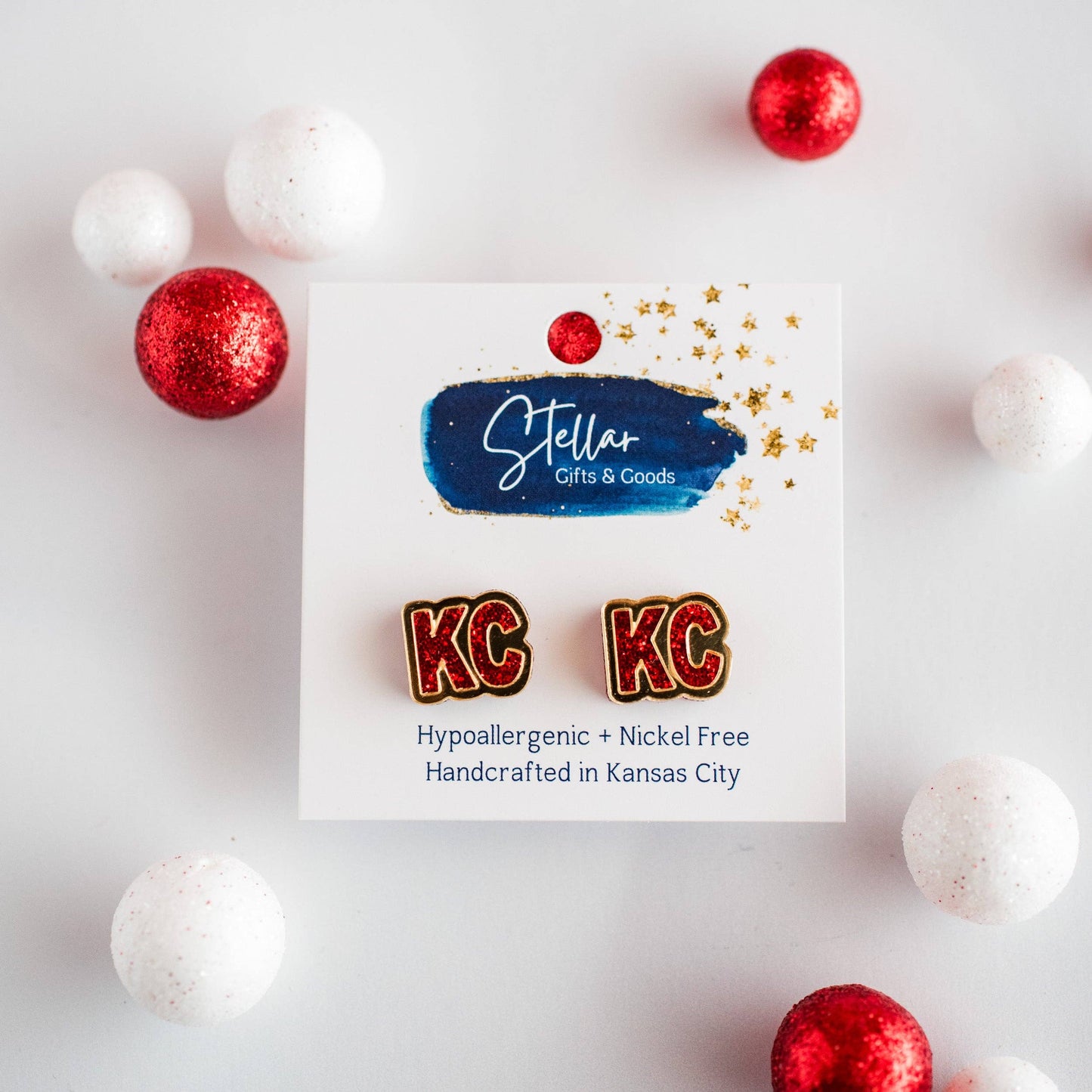 Red & Gold Mirror KC Studs