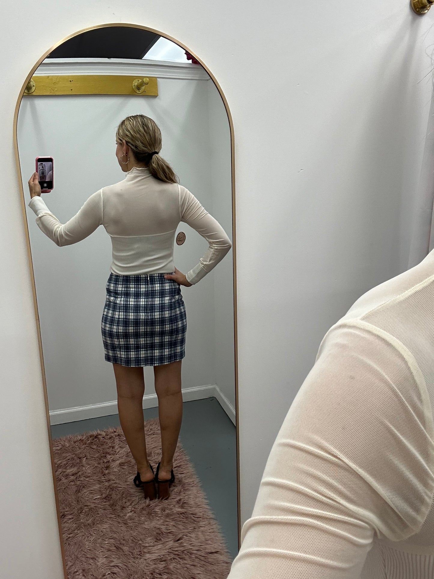 Plaid Mini Skirt Blue