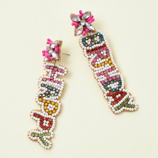 Happy Birthday Beaded Earrings