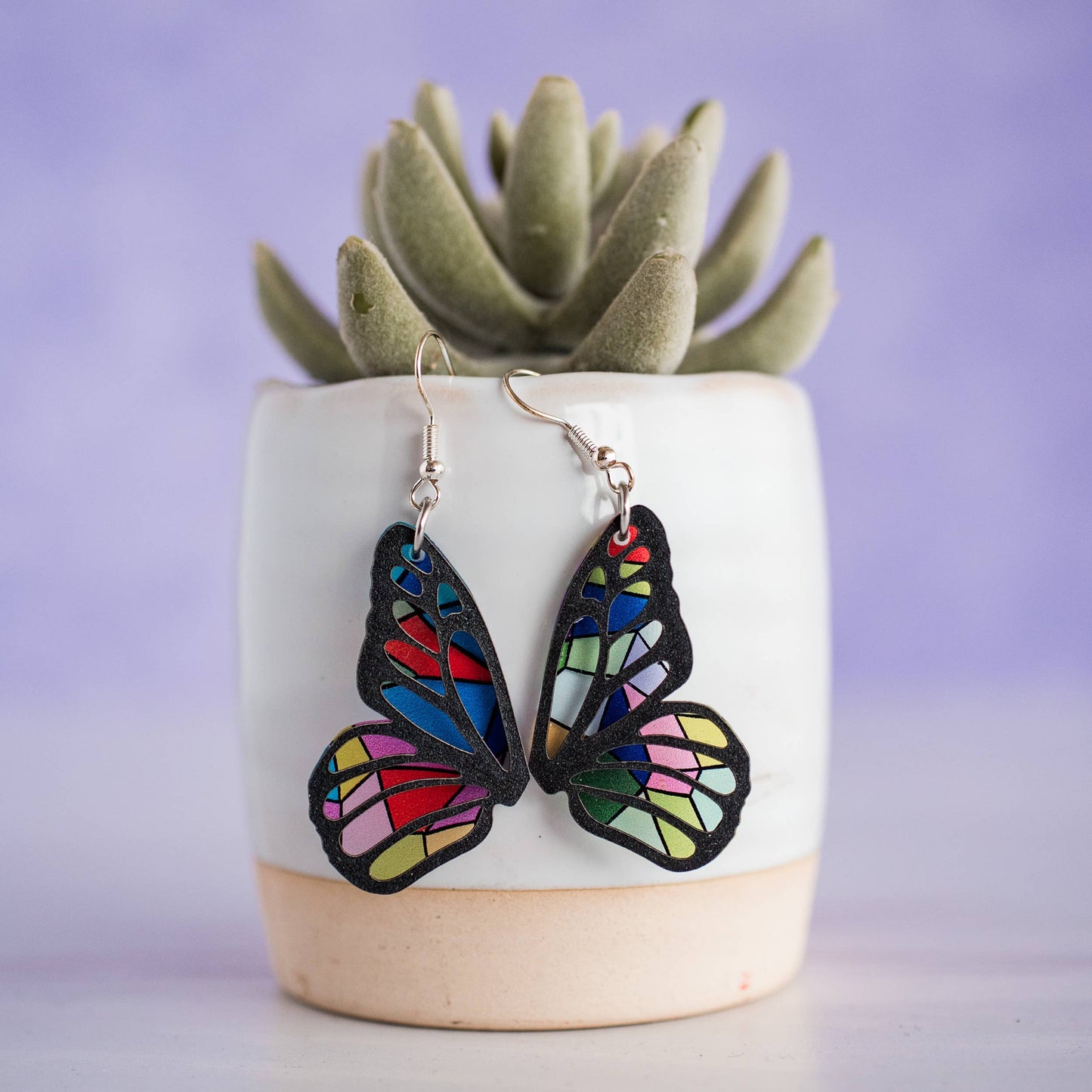 Stained Glass Butterfly Earrings