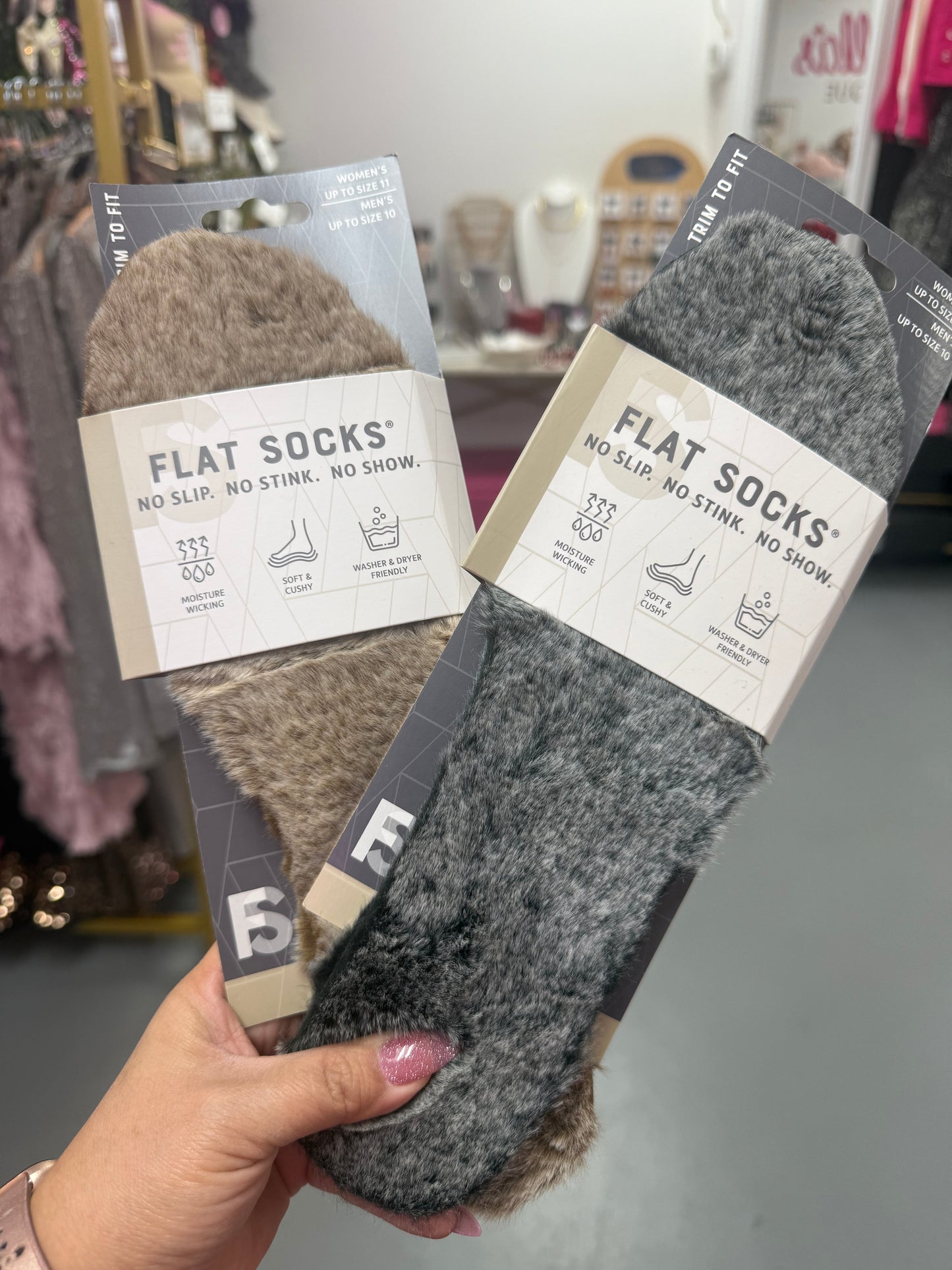 Flat Socks Fluff Gray