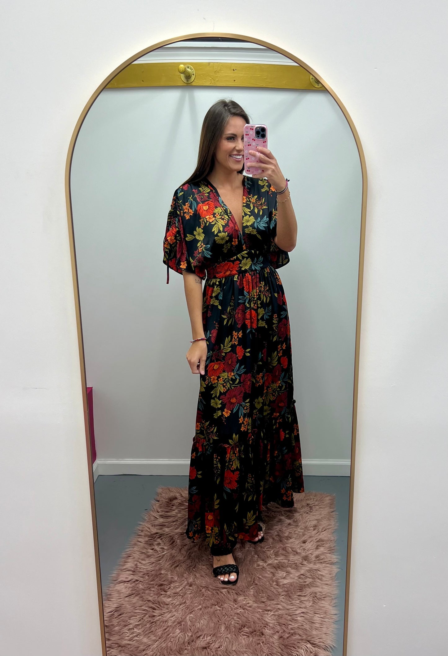 Black Floral Luxe Maxi Dress