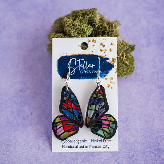 Stained Glass Butterfly Earrings