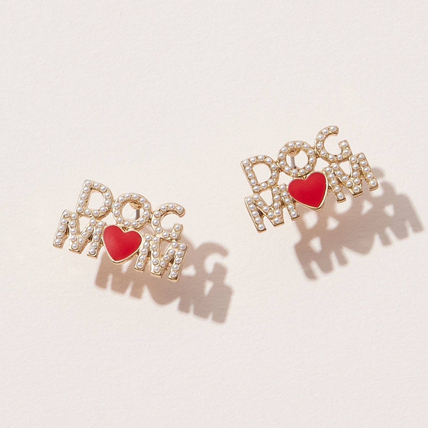 Dog Mom Pearl Pave Earrings